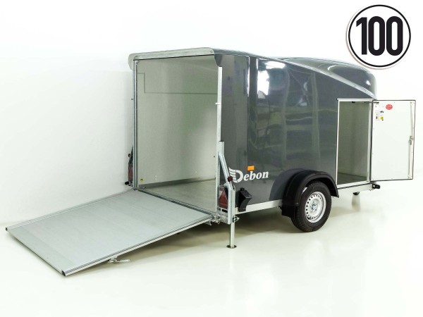 Debon Kofferanhänger Cargo XL 1300 Vollpoly 163x323cm H:159cm|Tür|grau
