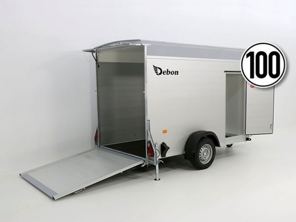 Debon Kofferanhänger Cargo 148x295cm H:190cm 1,3t|Alu, Polybug|Tür|grau