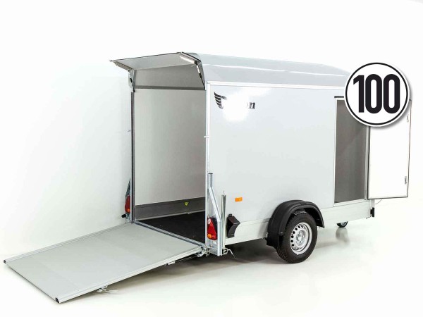 Debon Kofferanhänger C300 148x295cm H:190cm 1,3t| Polybug|Tür|grau