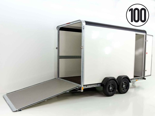 Henra Kofferanhänger Boxvan black 183x365cm H:220 2,7t|Rampe Türe