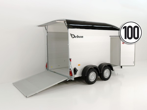 Debon Kofferanhänger C500 163x300cm H:200cm 2,6t|Alu|Polybug|Tür|schwarz