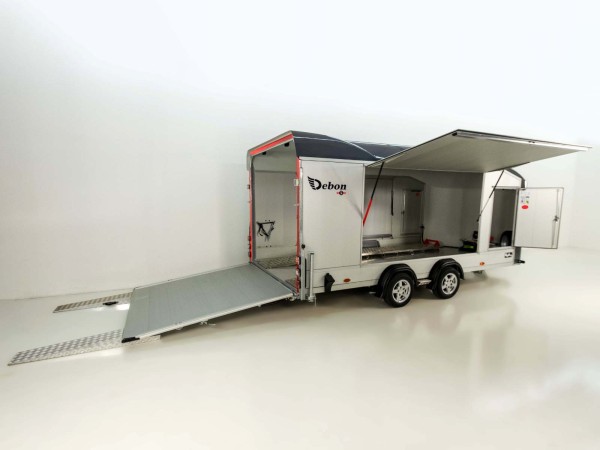 Debon Kofferanhänger Roadster Alu C1000 200x500x200cm 3,5t grau | E-Winde |Erhöhungsrampen