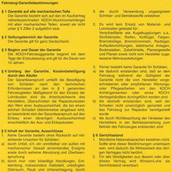 Fahrzeug-Garantiebestimmungen 